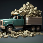 cartoon-dump-truck-is-driving-through-pile-money_534373-20133